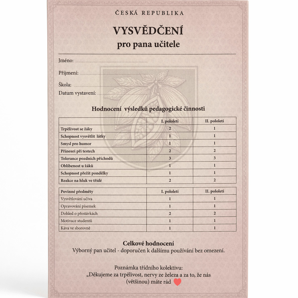 Vysvědčení pro učitele - sada čokolád 6×25 g