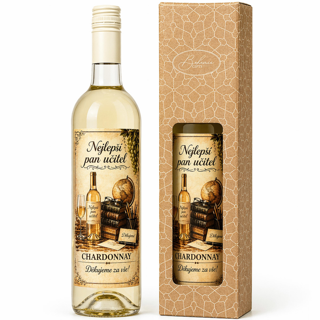 Dárkové bílé víno pro učitele 0,75 l – Chardonnay